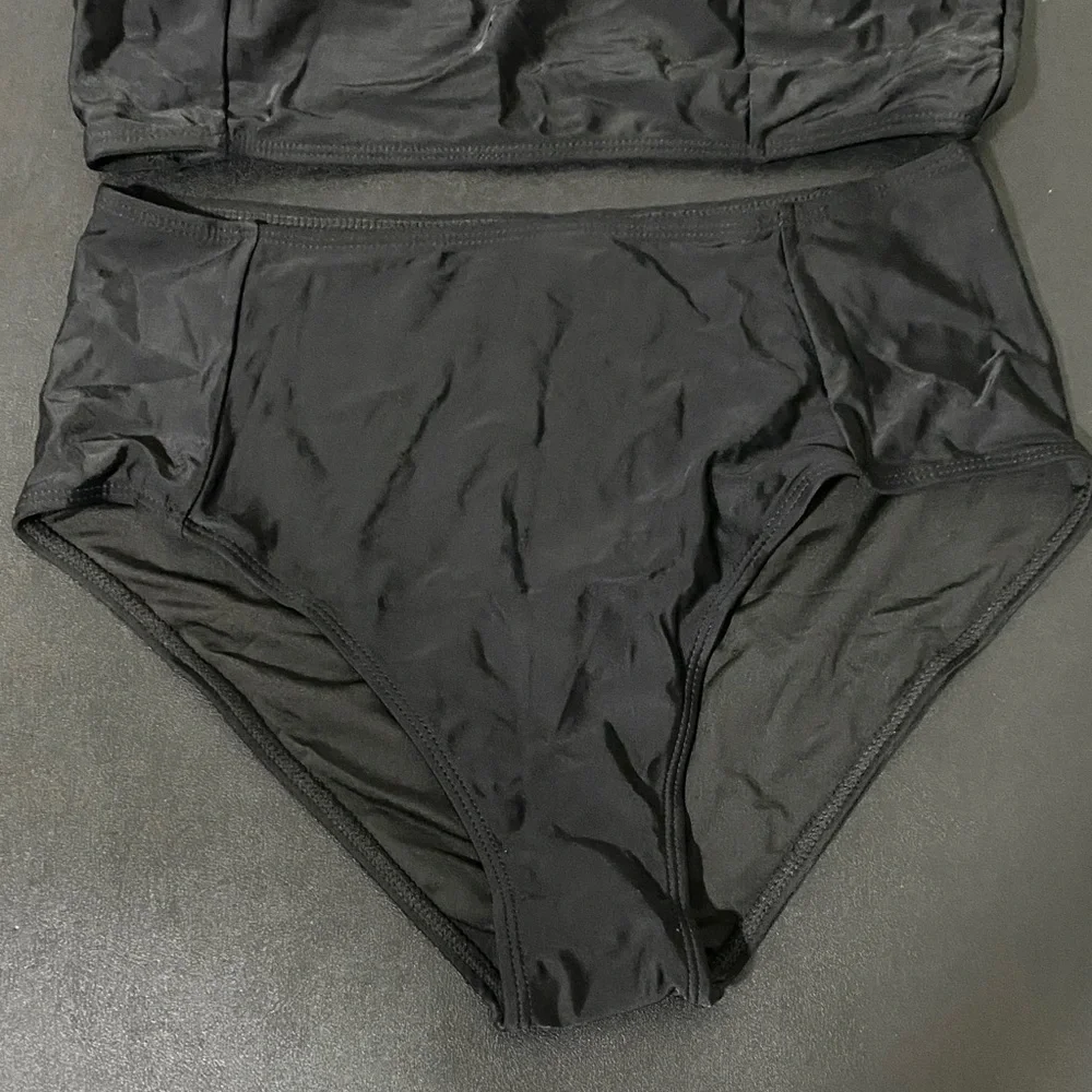 Women’s Black Two-Piece High Waisted Bikini Sporty Swimsuit Bathing Suit